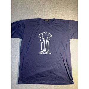 Hallmark Tee Shirt Men 2XL Navy Short Sleeve Crew Neck Sri Lanka Ellephant Print